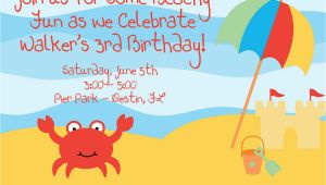 Beach themed First Birthday Invitations Beach themed Birthday Invitations Best Party Ideas