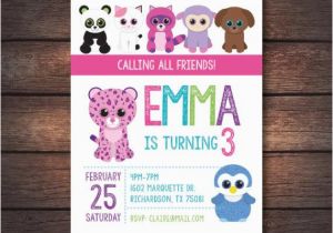 Beanie Boo Birthday Invitations Beanie Boo Party Beanie Boo Invitation Beanie Boo by