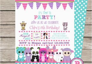 Beanie Boo Birthday Invitations Beanie Boo Party Invitation Front Back Birthday by