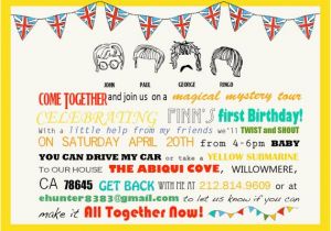 Beatles Birthday Invitations Beatles Party Suite Invites Cake toppers Activity Sheet and