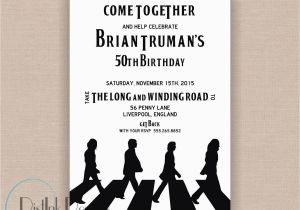 Beatles Birthday Invitations the Beatles Inspired Birthday Party Invitation Printable