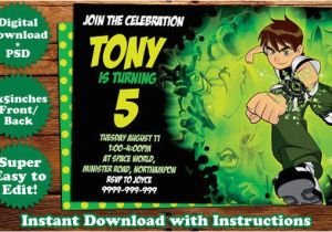 Ben 10 Birthday Invitation Cards Templates Instant Download Ben10 Birthday Invitation Template