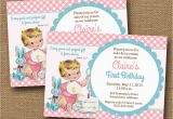 Bible Verse for 1st Birthday Invitations Baby 39 S First Birthday Invitation Vintage Baby Girl