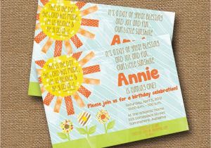 Bible Verse for 1st Birthday Invitations Little Sunshine Birthday Party Invitation Diy Printable