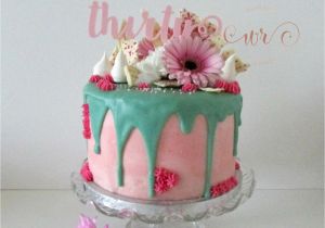 Birthday Cakes for 30th Birthday Girl Pink and Teal Drippy 30th Birthday Cake White Rose Cake
