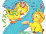 Birthday Card 2 Year Old Boy Vintage Baby Card Vintage Baby Ducks with Cake 2 Year