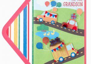 Birthday Card for 3 Year Old Grandson Cars with Balloons Birthday Card for Grandson
