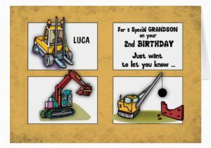 Birthday Card for 3 Year Old Grandson Grandson 2nd Birthday Personalize Name Trucks Card Zazzle