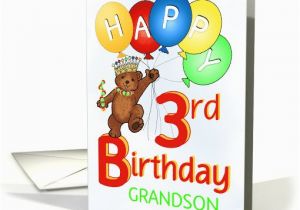 Birthday Card for 3 Year Old Grandson Happy 3rd Birthday Royal Teddy Bear for Grandson Card