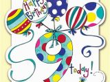 Birthday Card for 9 Year Old Boy 9 today Balloons Birthday Card Karenza Paperie