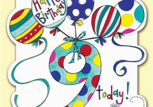 Birthday Card for 9 Year Old Boy 9 today Balloons Birthday Card Karenza Paperie