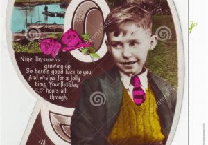 Birthday Card for 9 Year Old Boy Antique Postcard Greeting Card 9 Years Old Boy Editorial