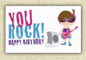 Birthday Card for A Girl You Like You Rock Happy Birthday Pdf Printable Card Cards