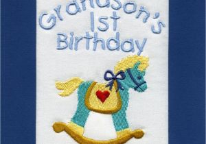 Birthday Card for Grandson 1st Birthday Handmade Personalised Embroidered Grandson 1st Birthday