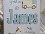 Birthday Card for Grandson 1st Birthday Personalised Handmade 1st 2nd 3rd Etc Birthday Card son