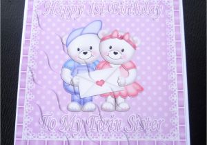 Birthday Card for My Twin Sister Happy 1st Birthday to My Twin Sister Card From Twin