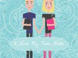 Birthday Card for My Twin Sister Vector Happy Birthday Card Invitation Background for