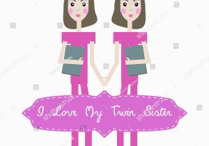 Birthday Card for My Twin Sister Vector Happy Birthday Card Invitation Background Stock
