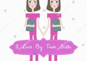 Birthday Card for My Twin Sister Vector Happy Birthday Card Invitation Background Stock