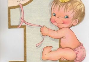 Birthday Card for One Year Old Baby Girl 1950s Happy Birthday One Year Old Birthdays Happy and