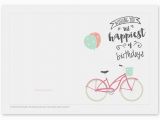 Birthday Card for Printing Printable Birthday Card Bicycle with Balloons