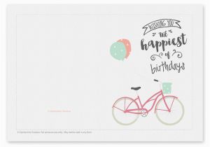 Birthday Card for Printing Printable Birthday Card Bicycle with Balloons