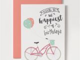 Birthday Card for Printing Printable Birthday Card Bicycle with Balloons
