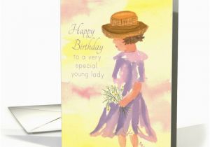 Birthday Card for Young Lady Happy Birthday Special Young Lady Watercolor Painting Card