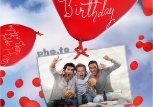 Birthday Card Maker with Picture Birthday Card with Flying Balloons Printable Photo Template