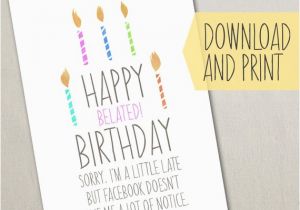 Birthday Card Reminder Folder Funny Belated Birthday Card Facebook Reminder Instant