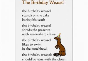 Birthday Card Rhymes Funny the Birthday Weasel A Funny Birthday Poem Card Zazzle