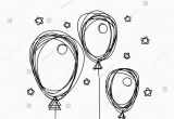 Birthday Card Template Black and White Vector Birthday Card Doodle Balloon Black Stock Vector