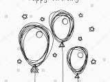 Birthday Card Template Black and White Vector Birthday Card Doodle Balloon Black Stock Vector