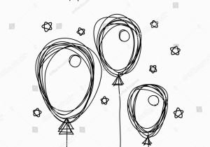 Birthday Card Template Black and White Vector Birthday Card Doodle Balloon Black Stock Vector