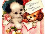 Birthday Card with Dogs Vintage Birthday Card Puppy Dogs