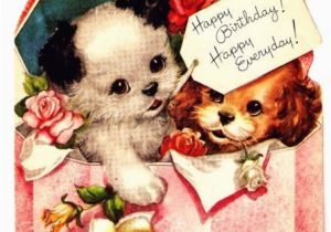 Birthday Card with Dogs Vintage Birthday Card Puppy Dogs