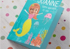 Birthday Card with Photo Upload Photo Upload Birthday Card Mermaid From 99p