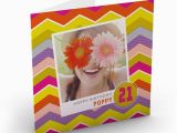 Birthday Card with Photo Upload Photo Upload Birthday Card Polaroid Zig Zags Pink