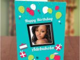 Birthday Card with Photo Upload Photo Upload Red White Balloons Birthday Card