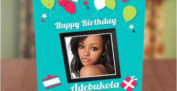 Birthday Card with Photo Upload Photo Upload Red White Balloons Birthday Card