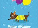 Birthday Cards Cartoon Character Dachshund Dog with tongue Striped Shirt Cute Cartoon