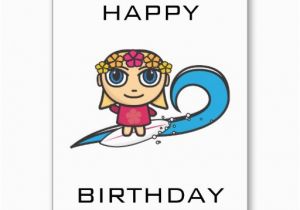 Birthday Cards Cartoon Character Surfer Girl Cartoon Character Happy Birthday Card Zazzle