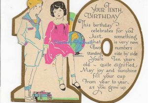 Birthday Cards for 10 Years Old Girl Vintage Antique Used 10th Birthday Greeting Card for 10