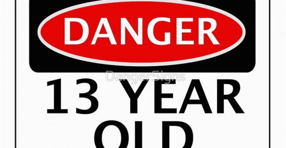 Birthday Cards for 13 Year Old Boy Quot Danger 13 Year Old Fake Funny Birthday Safety Sign