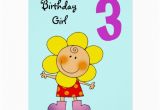 Birthday Cards for 3 Years Old Girl 3 Year Old Birthday Girl Greeting Card Zazzle