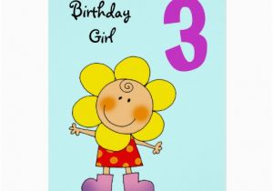 Birthday Cards for 3 Years Old Girl 3 Year Old Birthday Girl Greeting Card Zazzle