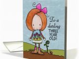 Birthday Cards for 3 Years Old Girl Happy Birthday for Three Year Old Girl Red Head and