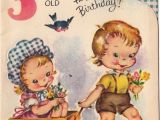 Birthday Cards for 3 Years Old Girl Vintage Greeting Card Children Boy Girl Age 3 Three Year