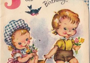 Birthday Cards for 3 Years Old Girl Vintage Greeting Card Children Boy Girl Age 3 Three Year