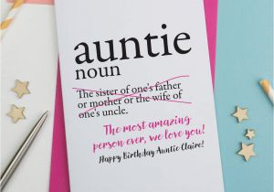 Birthday Cards for Auntie Personalised Aunty Auntie or Aunt Birthday Card by A is